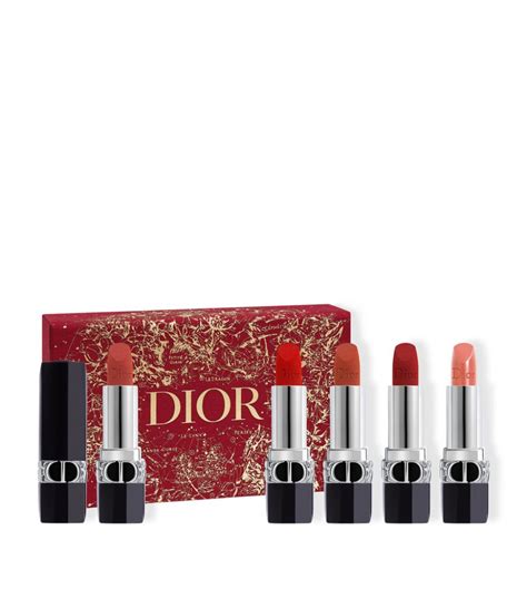 dior lip set with bag|dior rouge lipstick set.